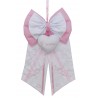 FIOCCO NASCITA/COCCARDA RICAMATO Elefantino Rosa Lavorato del tutto a mano