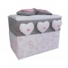 Baule Nascita Ricamone Porta prodotti Rivestito Artigianalmente Rosa-Grigio