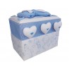 Baule Nascita Ricamone Maxi Porta prodotti Rivestito Artigianalmente Azzurro
