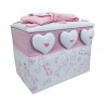 Baule Nascita Ricamone Maxi Porta prodotti Rivestito Artigianalmente Rosa