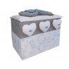 Baule Nascita Ricamone Maxi Porta prodotti Rivestito Artigianalmente Azzurro-Grigio